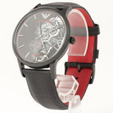 Buy Shop Emporio Armani Meccanico Skeleton Black Dial Black Leather Strap Watch For Men - AR60046 USA Online