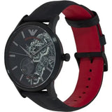 Buy Shop Emporio Armani Meccanico Skeleton Black Dial Black Leather Strap Watch For Men - AR60046 USA Online