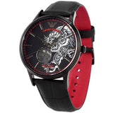 Buy Shop Emporio Armani Meccanico Skeleton Black Dial Black Leather Strap Watch For Men - AR60046 USA Online