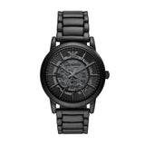 Buy Shop Emporio Armani Meccanico Skeleton Black Dial Black Steel Strap Watch For Men - AR60045 USA Online