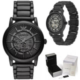 Buy Shop Emporio Armani Meccanico Skeleton Black Dial Black Steel Strap Watch For Men - AR60045 USA Online