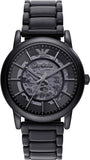 Buy Shop Emporio Armani Meccanico Skeleton Black Dial Black Steel Strap Watch For Men - AR60045 USA Online