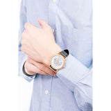 Buy Shop Emporio Armani Meccanico Skeleton Silver Dial Black Leather Strap Watch For Men - AR60031 USA Online