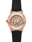 Buy Shop Emporio Armani Meccanico Skeleton Silver Dial Black Leather Strap Watch For Men - AR60031 USA Online