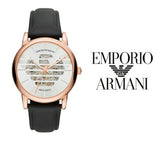 Buy Shop Emporio Armani Meccanico Skeleton Silver Dial Black Leather Strap Watch For Men - AR60031 USA Online