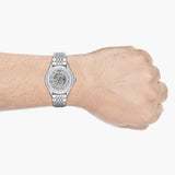 Buy Shop Emporio Armani Meccanico Skeleton Silver Dial Silver Steel Strap Watch For Men - AR1945 USA Online