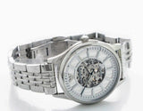 Buy Shop Emporio Armani Meccanico Skeleton Silver Dial Silver Steel Strap Watch For Men - AR1945 USA Online