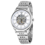 Buy Shop Emporio Armani Meccanico Skeleton Silver Dial Silver Steel Strap Watch For Men - AR1945 USA Online