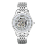 Buy Shop Emporio Armani Meccanico Skeleton Silver Dial Silver Steel Strap Watch For Men - AR1945 USA Online