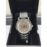Buy Shop Emporio Armani Meccanico Skeleton Silver Dial Silver Steel Strap Watch For Men - AR1980 USA Online