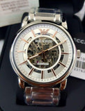 Buy Shop Emporio Armani Meccanico Skeleton Silver Dial Silver Steel Strap Watch For Men - AR1980 USA Online