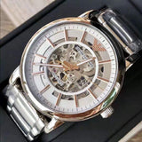 Buy Shop Emporio Armani Meccanico Skeleton Silver Dial Silver Steel Strap Watch For Men - AR1980 USA Online