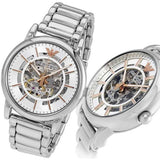 Buy Shop Emporio Armani Meccanico Skeleton Silver Dial Silver Steel Strap Watch For Men - AR1980 USA Online
