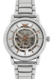 Buy Shop Emporio Armani Meccanico Skeleton Silver Dial Silver Steel Strap Watch For Men - AR1980 USA Online