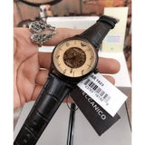 Buy Shop Emporio Armani Meccanico White Dial Black Leather Strap Watch For Men - AR1923 USA Online