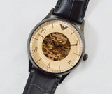 Buy Shop Emporio Armani Meccanico White Dial Black Leather Strap Watch For Men - AR1923 USA Online