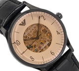 Buy Shop Emporio Armani Meccanico White Dial Black Leather Strap Watch For Men - AR1923 USA Online