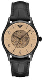 Buy Shop Emporio Armani Meccanico White Dial Black Leather Strap Watch For Men - AR1923 USA Online