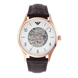 Buy Shop Emporio Armani Meccanico White Dial Brown Leather Strap Watch For Men - AR1920 USA Online