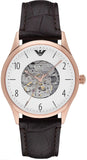 Buy Shop Emporio Armani Meccanico White Dial Brown Leather Strap Watch For Men - AR1920 USA Online