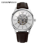 Buy Shop Emporio Armani Meccanico White Dial Brown Leather Strap Watch For Men - AR1946 USA Online