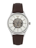 Buy Shop Emporio Armani Meccanico White Dial Brown Leather Strap Watch For Men - AR1946 USA Online