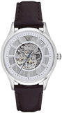 Buy Shop Emporio Armani Meccanico White Dial Brown Leather Strap Watch For Men - AR1946 USA Online