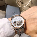 Buy Shop Emporio Armani Meccanico White Dial Two Tone Stainless Steel Watch For Men - AR60002 USA Online