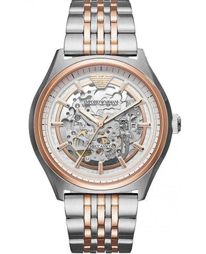 Buy Shop Emporio Armani Meccanico White Dial Two Tone Stainless Steel Watch For Men - AR60002 USA Online