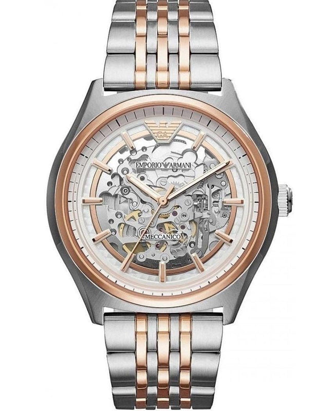 Buy Shop Emporio Armani Meccanico White Dial Two Tone Stainless Steel Watch For Men - AR60002 USA Online