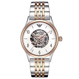 Buy Shop Emporio Armani Meccanico White Dial Two Tone Steel Strap Watch For Men - AR1921 USA Online