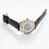 Buy Shop Emporio Armani Meccanico White Skeleton Dial Black Leather Strap Watch For Men - AR1924 USA Online