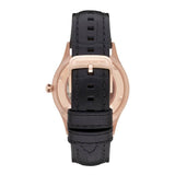 Buy Shop Emporio Armani Meccanico White Skeleton Dial Black Leather Strap Watch For Men - AR1924 USA Online