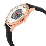 Buy Shop Emporio Armani Meccanico White Skeleton Dial Black Leather Strap Watch For Men - AR1924 USA Online