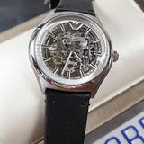Buy Shop Emporio Armani Meccanico White Skeleton Dial Black Leather Strap Watch For Men - AR60003 USA Online