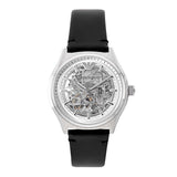 Buy Shop Emporio Armani Meccanico White Skeleton Dial Black Leather Strap Watch For Men - AR60003 USA Online