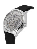 Buy Shop Emporio Armani Meccanico White Skeleton Dial Black Leather Strap Watch For Men - AR60003 USA Online