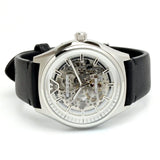 Buy Shop Emporio Armani Meccanico White Skeleton Dial Black Leather Strap Watch For Men - AR60003 USA Online