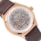 Buy Shop Emporio Armani Meccanico White Skeleton Dial Brown Leather Strap Watch For Men - AR60005 USA Online