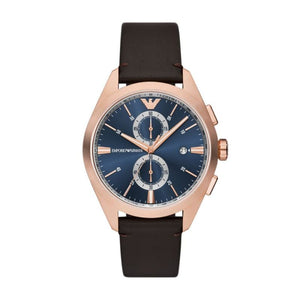 Buy Shop Emporio Armani Claudio Chronograph Blue Dial Brown Leather Strap Watch For Men - AR11554 USA Online