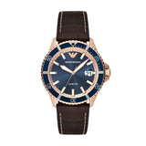 Buy Shop Emporio Armani Pro Planet Three Hand Date Blue Dial Brown Leather Strap Watch For Men - AR11556 USA Online