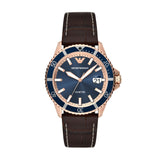 Emporio Armani Pro Planet Three Hand Date Blue Dial Brown Leather Strap Watch For Men - AR11556