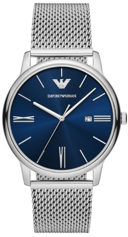 Buy Shop Emporio Armani Minimalist Quartz Blue Dial Silver Steel Strap Watch For Men - AR11571 USA Online