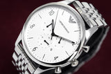 Buy Shop Emporio Armani Classic Chronograph Silver Dial Silver Steel Strap Watch For Men - AR1879 USA Online