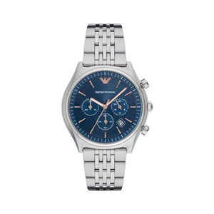 Buy Shop Emporio Armani Luigi Chronograph Quartz Blue Dial Silver Steel Strap Watch For Men - AR1974 USA Online