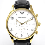 Buy Shop Emporio Armani Classic Chronograph White Dial Black Leather Strap Watch For Men - AR1892 USA Online