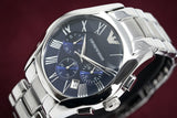 Buy Shop Emporio Armani Classic Blue Dial Silver Steel Strap Watch For Men - AR1635 USA Online