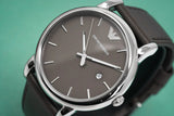 Buy Shop Emporio Armani Classic Quartz Grey Dial Grey Leather Strap Watch For Men - AR1730 USA Online