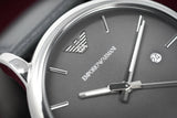 Buy Shop Emporio Armani Classic Quartz Grey Dial Grey Leather Strap Watch For Men - AR1730 USA Online