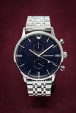 Buy Shop Emporio Armani Gianni Chronograph Blue Dial Silver Steel Strap Watch For Men - AR1648 USA Online
